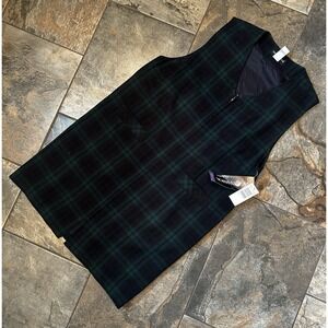 NWT‎ VTG Sag Harbor Size 16 Wool Blend Sleeveless Plaid Jumper Green/Navy & Red